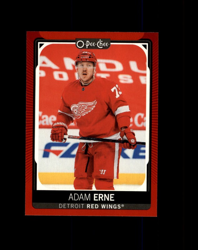 #192 Adam Erne Detroit Red Wings 2021-22 O-Pee-Chee Red Border Parallel SP
