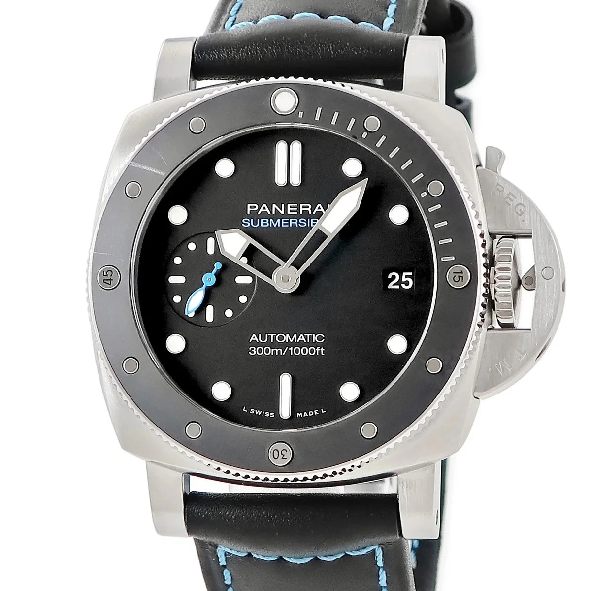 Panerai — Panerai Submersible 42mm PAM01683 Stainless Steel Leather Black Dial #HDW296