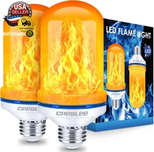 Upgraded LED Flame Light Bulbs, 4 Modes Flickering Light Bulbs, E26 Base Fire Fl