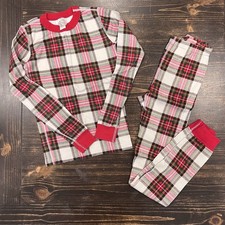 HANNA ANDERSSON Holiday Plaid Pajama Set Organic Cotton Long Sleeve Size 150 12
