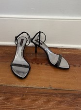 Escada Y2K Vtg High Heel Sandals Black Silk R...