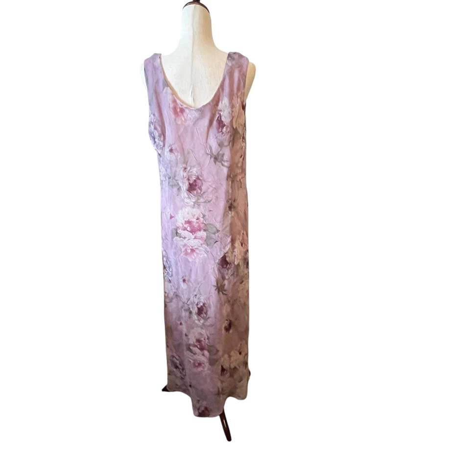 Maxi Vestido De Colección RM Richards Sin Mangas Floral Púrpura Rosa Hada L/XL HOCO Formal Foto 3 de 4