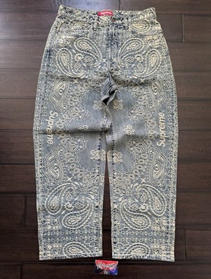 Supreme Bandana Jacquard Baggy Jean Blue SS25 Size 30 BRAND NEW
