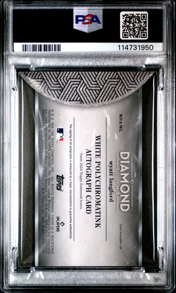 2024 TOPPS DIAMOND ICONS WHITE POLYCHROMATINK #WPAWL WYATT LANGFORD 4/5 PSA 7 - Image 2 of 2