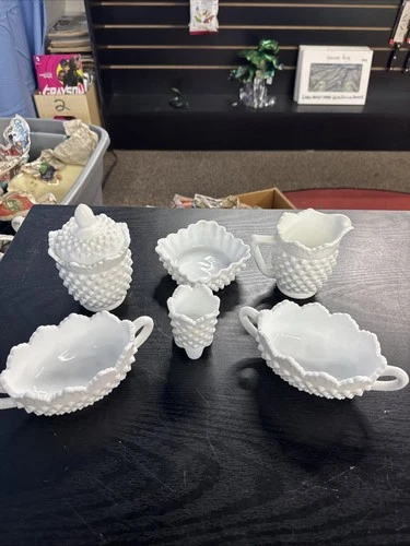 Vintage Fenton Hobnail Lot Of 6 Dishes