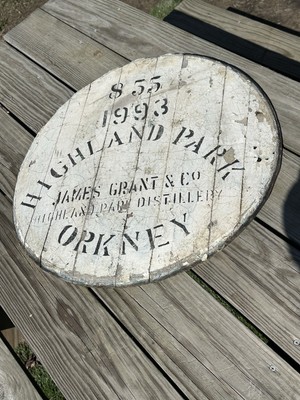 Highland Park Scotch Whiskey James Grant Orkney Wooden Barrel End 