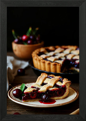Slice of Cherry Pie Stillleben gerahmtes Wandbild Poster Leinwanddruck Bild