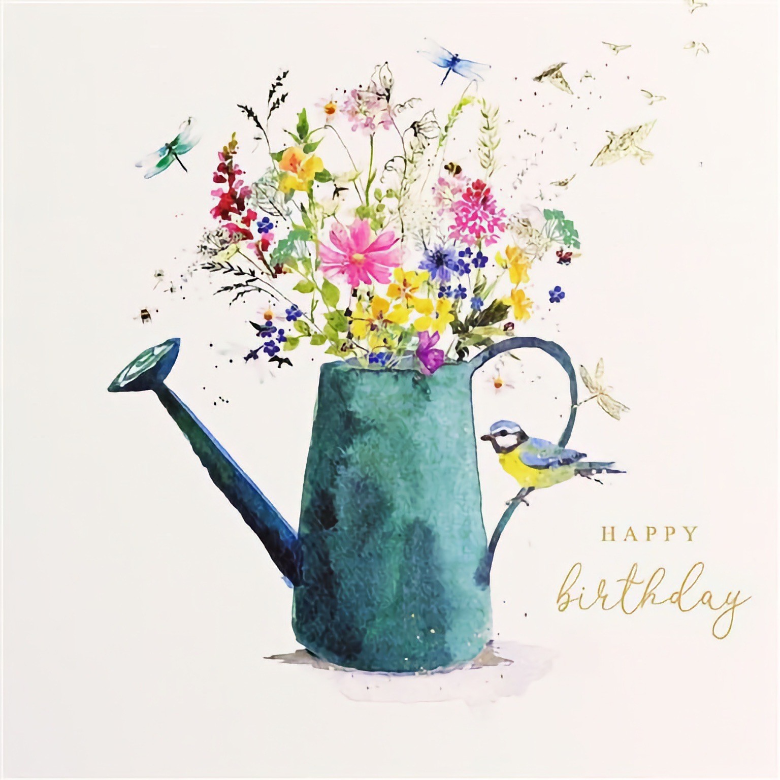 Floral Birthday Card Watering Can Birds Female Mum Nan Daughter Aunt Friend