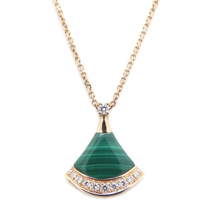 BVLGARI 361252 Diva Dream 18K Pink Gold Necklace Malachite Diamond /295520