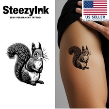 SteezyInk temporary tattoo Squirrel last upto 2 weeks 3 x 3 inch