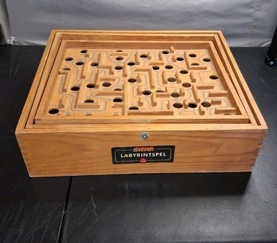 Vintage BRIO Sweden Wooden Labyrinth Tilt Maze Game Labyrintspel 1950