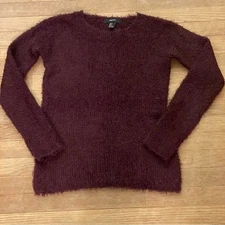 Forever 21 Fuzzy Sweater Shirt Top Casual Plumb Purple Size Small B1