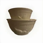 Vintage McCoy Pottery Ivory Colored Mixing Bowls (2) With Embossed Goose