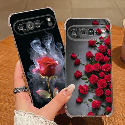 For Google Pixel 9 Pro XL 9 Pro 9 9A Rose Flower Shockproof TPU Phone Case Cover