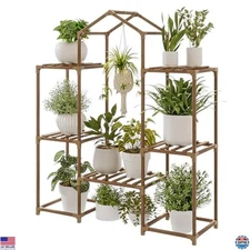 Large Indoor Outdoor Plant Stand Rack - Boho Hanging Shelf for Multiple Plants