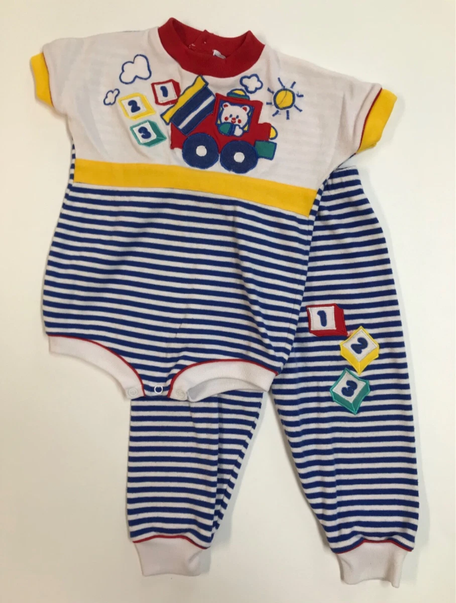 Blue and white clearance striped 2 piece outfit