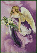 Purple Angel with White Lilies Counted Cross Stitch Chart No.49-100 