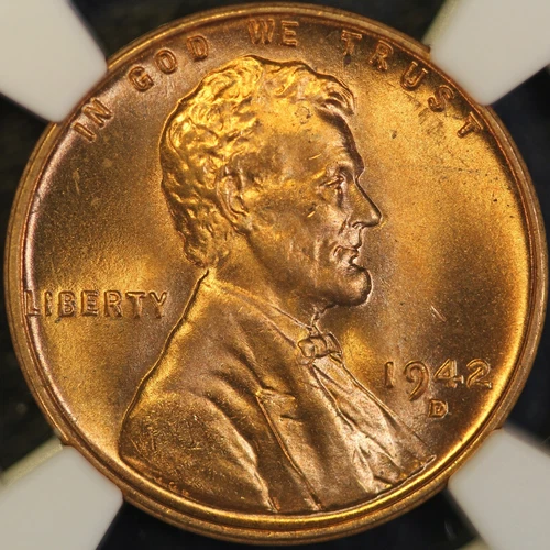 1942 D LINCOLN CENT NGC MS 66 RED -LOT X51