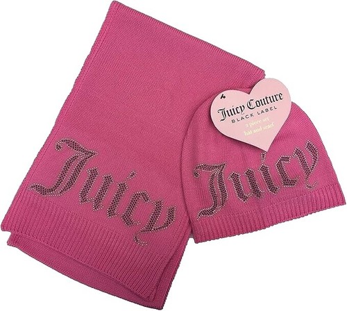 Juicy Couture NWT Pink Knit Winter Ski Cap Hat Scarf Set  display picture 1