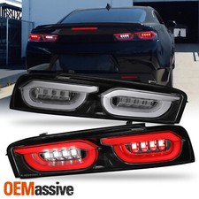 For 2016-2018 Chevy Camaro Led Tube Black Clear Tail Lights Pair Wwelcome Lamp