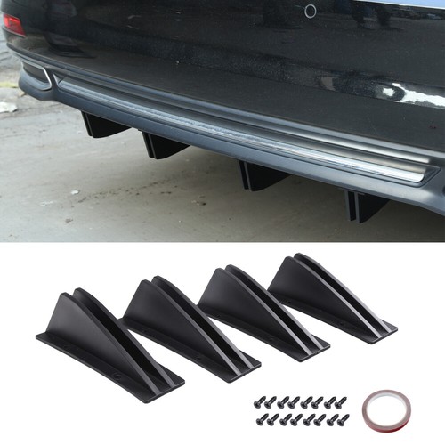 4x For VW Passat B6 Golf GTI Black Dual-Shark Fin Rear Bumper Diffuser Splitters - Picture 9 of 16
