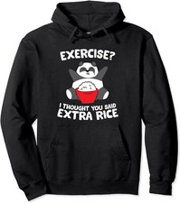 Funny Panda Exercise I Thought You Said Extra Rice Unisex Hooded Sweatshirt