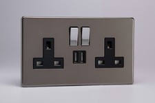 Varilight Screwless Pewter Effect Range - Black Inserts & Chrome Switches