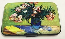 Oleander Flower Vase RFID Secure Theft Protection Credit Card Armored Wallet New