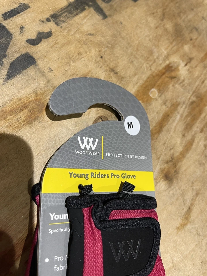 Woof Wear Horse Riding Gloves Young Riders Pro Kids Berry Pink Size Medium New - image 3 of 4