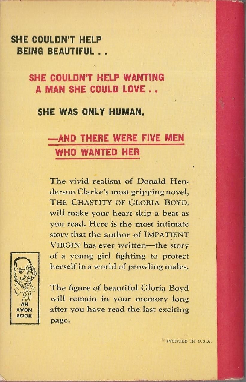 Avon Book 270 The Chastity of Gloria Boyd by Donald Henerson Clarke Vintage GGA | eBay