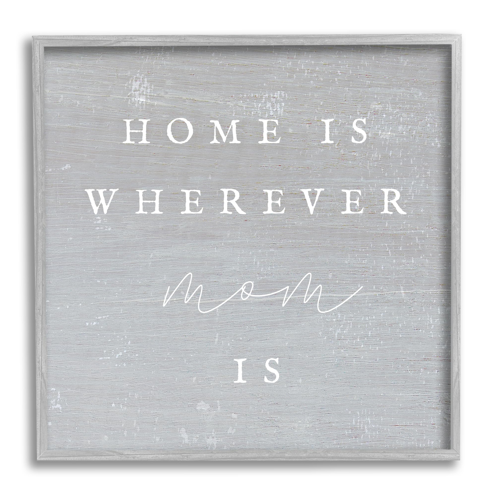 Where Mom Is Phrase Gray Framed Giclee Art Design by Lil' Rue