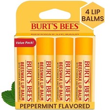 4 pk Beeswax Lip Balm, Burt's Bees Natural Conditioning, tint free, Free Ship