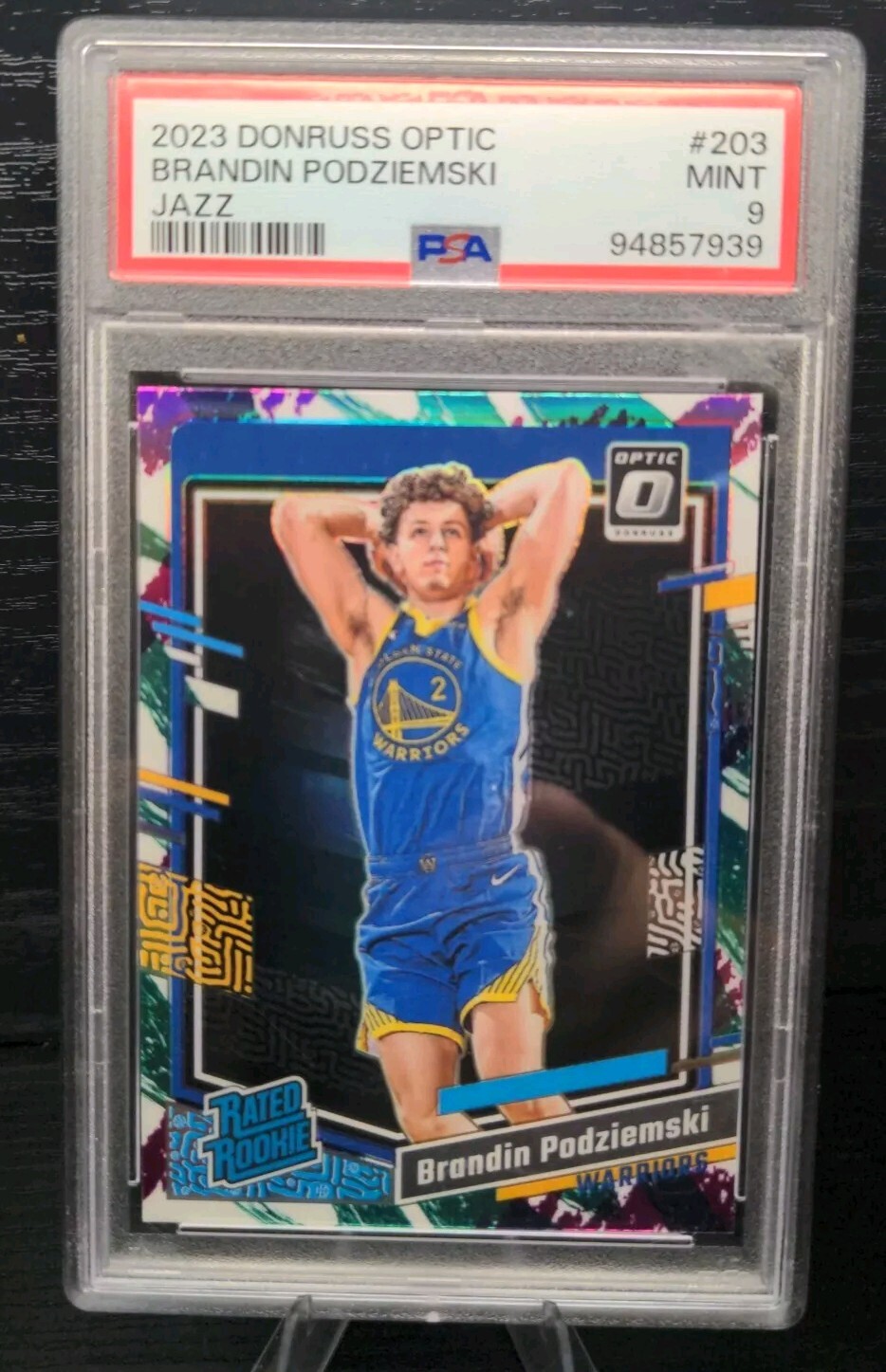 2023 Optic Brandin Podziemski Rated Rookie Jazz Parallel RC SSP #203 PSA 9 POP 9