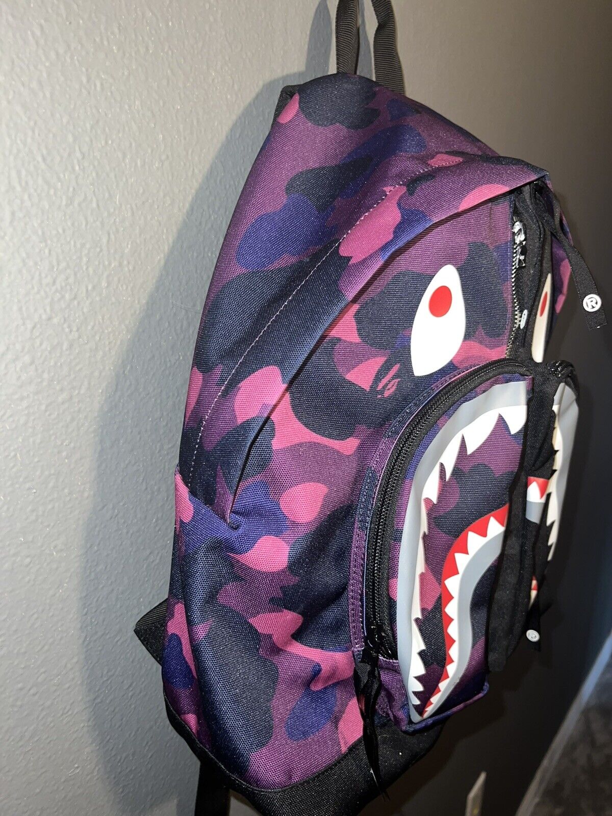 A Bathing Ape Color Camo Shark Backpack - Black/Red - Used