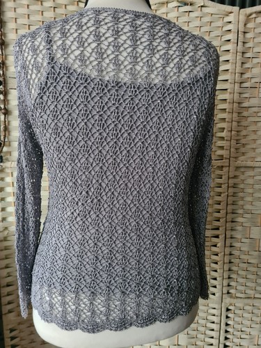 Size Large 14 16 18 PRECIS PETITE silver metallic glass beaded crochet top set - Picture 13 of 21