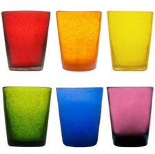 MEMENTO SET 6 BICCHIERI ACQUA 30 CL IN VETRO SOFFIATO COLORATO - PEACE