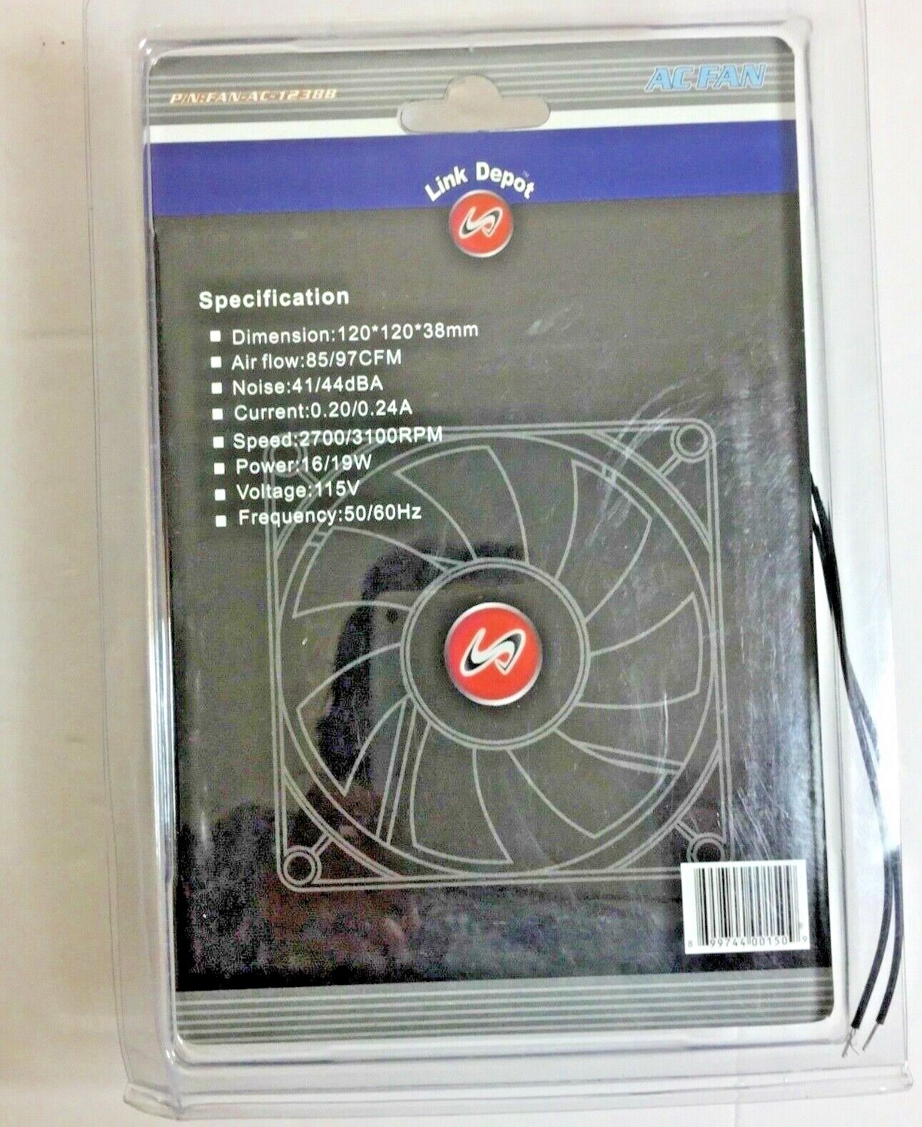 Link Depot Cooling Fan Ball Bearing PC Computer Case Metal 120x120x38mm AC 115V