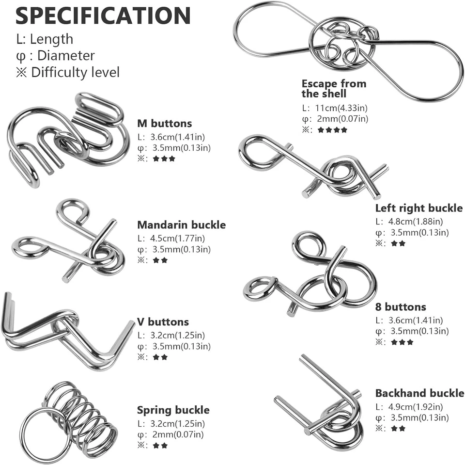 Set da 24 Rompicapo in Metallo Giochi  Puzzle Giocattoli Educativi Intelligenti - Immagine 3 di 4