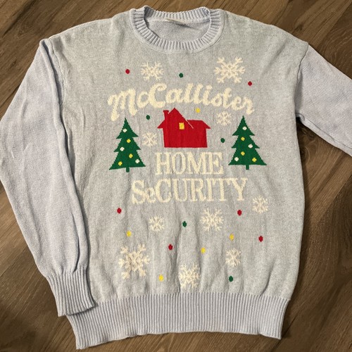 HOME ALONE Women's Ugly Christmas Sweater McCallister Home Security Sz XS - Blue