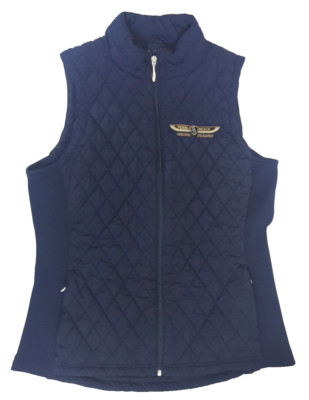 PEBBLE BEACH GOLF CLUB Womens Large Quilted Vest Full Zip Straight Down Blue