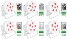 6 Rockville BATTERY PAR 61 White Rechargeable RGBWA UV DMX DJ Up-Lights Remotes