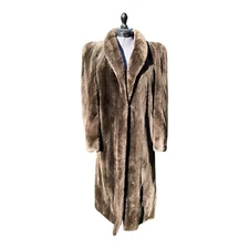 Vintage Lux CHARLES CALFUN Sheared Brazilian Nutria Full Length Fur Coat L