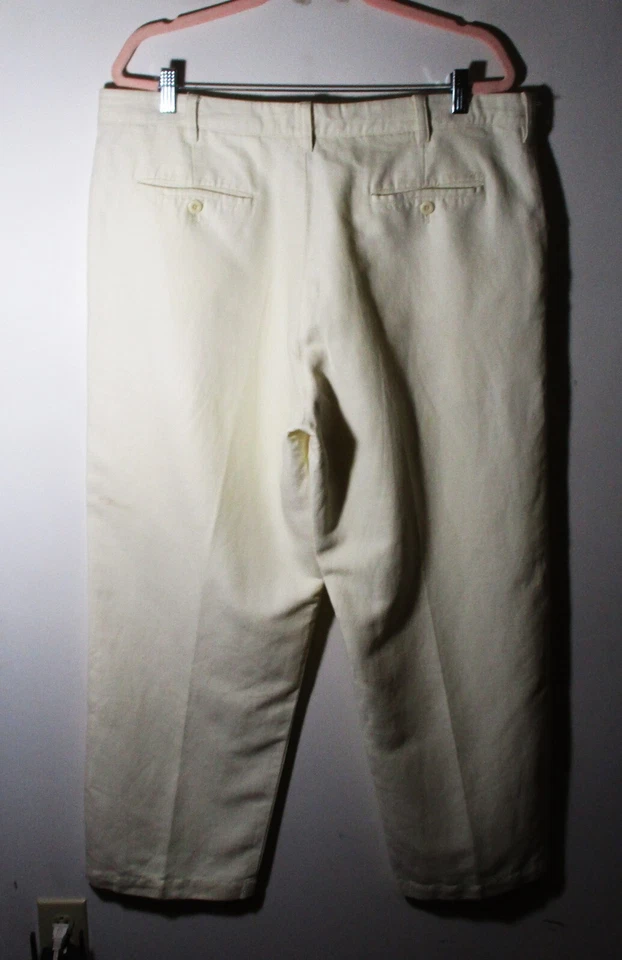 IZOD Beige Linen Relaxed Chino Pants Men's Size 38X30 - Image 3 of 4