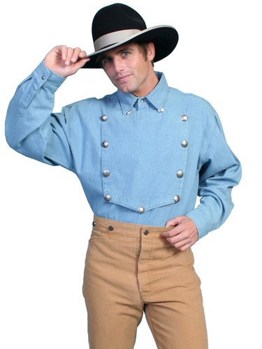 SCULLY RANGEWEAR OLD WEST CONCHO STYLE BUTTONS ON THE BIB SHIRT-MTW011USA - Picture 5 of 29