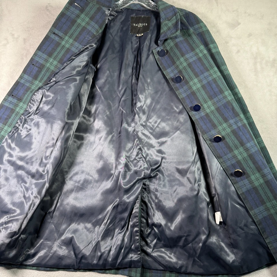 Abrigo Talbots Mujer 8P Tartán Negro Reloj Cuadros Algodón Hasta la Rodilla Academia Prep Foto 3 de 4