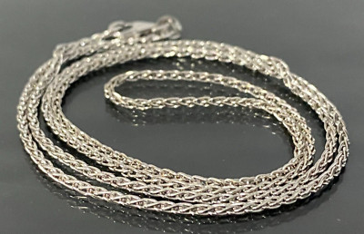 Italian 18K White Gold Wheat Link Chain Necklace 50cm Long