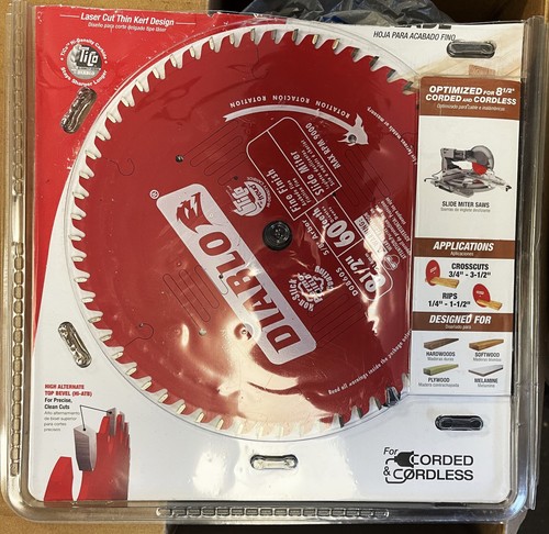 Diablo 8-1/2" Inch x 60 Tooth Teeth Fine Finish Saw Blade D0860S - Picture 2 of 3