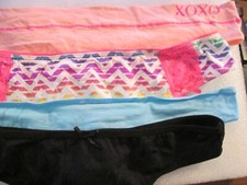 New 4 Ladies Thongs Cotton Panties  Size XL  XOXO Peach, Rainbow, Blue, Black  