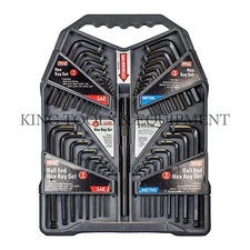 KING 37pc L-Shaped HEX KEY SET, Ball-End Short & Long Arm L-Wrench, SAE/Metric