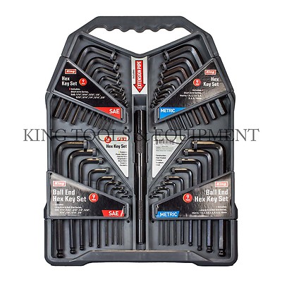 KING 37pc L-Shaped HEX KEY SET, Ball-End Short & Long Arm L-Wrench, SAE/Metric
